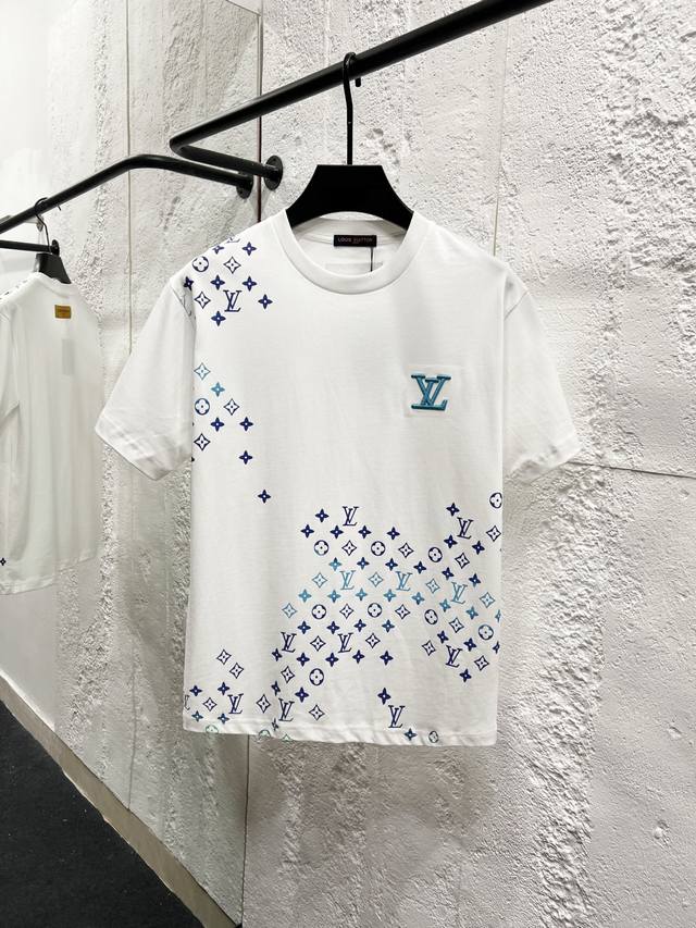 Louis Vuitton*Louis Vuitton Gradient Embroidered Reverse Short-Sleeve T-Shirt Cu