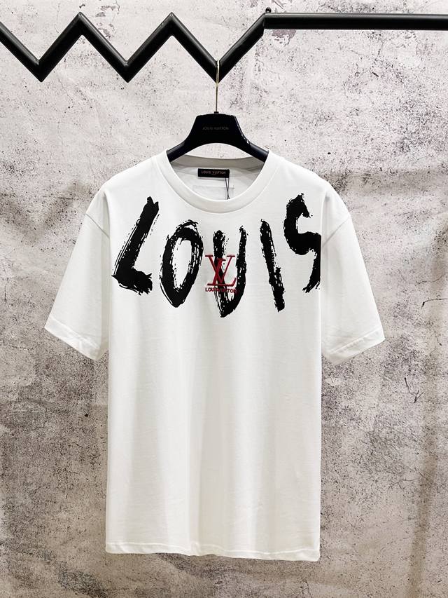 Louis Vuitton*Louis Vuitton Hand-painted Graffiti Logo Embroidered Short-Sleeve