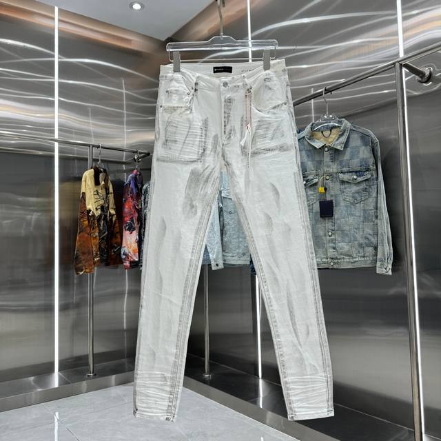 purple Brand Washed Streetwear Slim Fit Stretch Jeans, White, Sizes 30, 32, 34,
