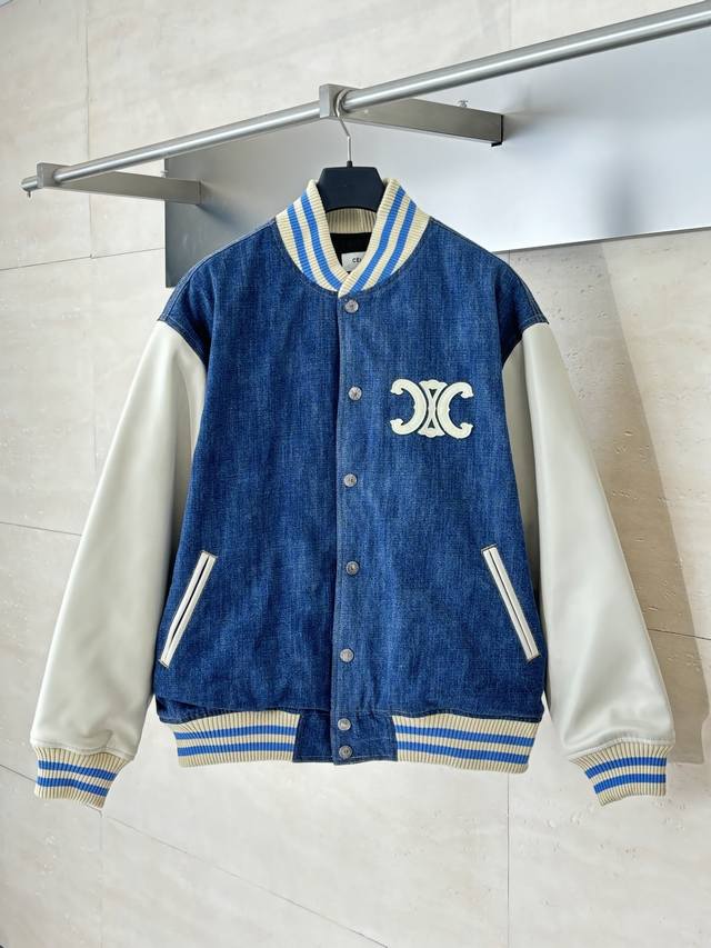 Celin* Celine Washed Denim Patchwork Baseball Jacket After a month of ordering t