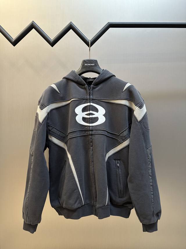 Balenciaga Distressed Motorcycle Style Jacket ( ) This double-ring embroidered