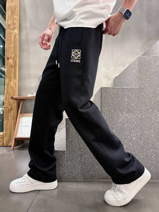 Loewe 2025 Summer New Cupro Modal Air Layer Casual Sweatpants. Features embroide