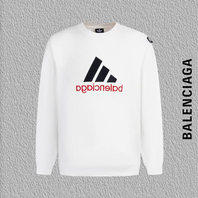 Style No. B41 Paris Collaboration Three-Stripe Embroidered Letter Crew Neck Swe