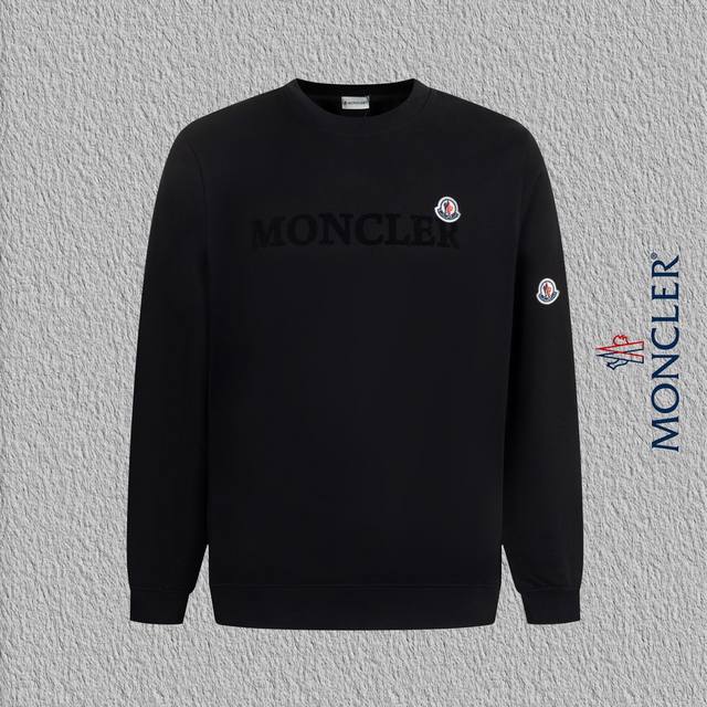 Style No. B38 Moncler Flocked Foamed Letter Label Crew Neck Sweatshirt Moncler