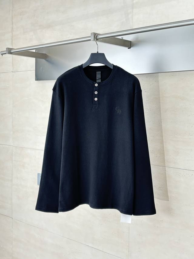 Chrome Heart* Chrome Hearts Sanskrit Henley Collar Waffle Sweatshirt The fabric