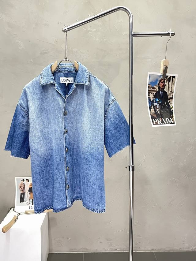 Loewe Exclusive New Original Men's Casual Denim Short-Sleeve Cardigan, High-End