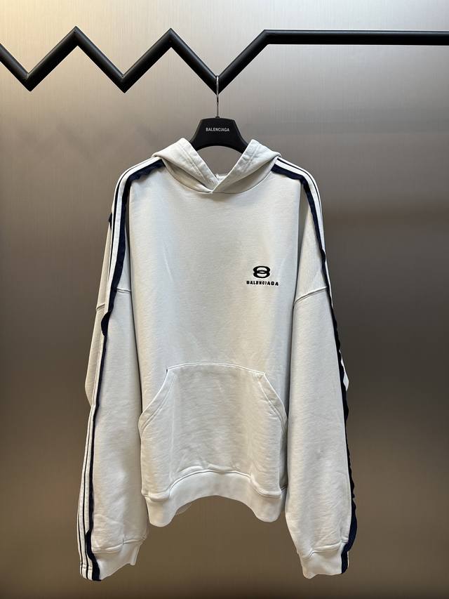 Balenciaga Shoulder-Bar Hoodie . Made with custom-woven and dyed fabric of the