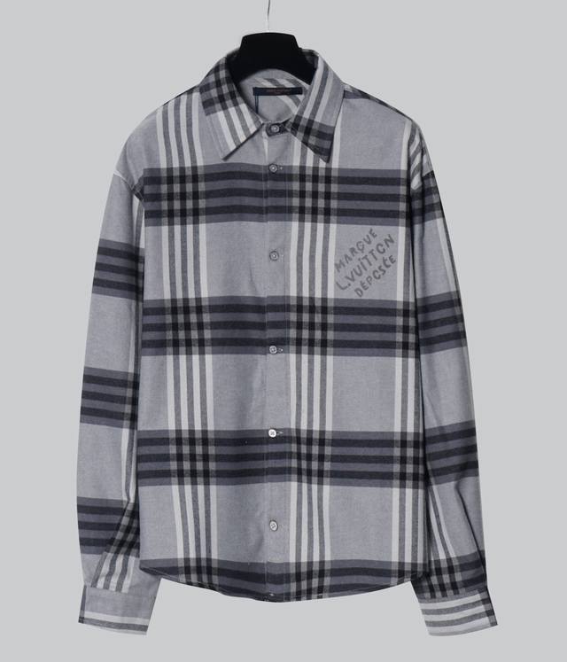 New Arrival This jacquard plaid cotton flannel shirt features elegant black and