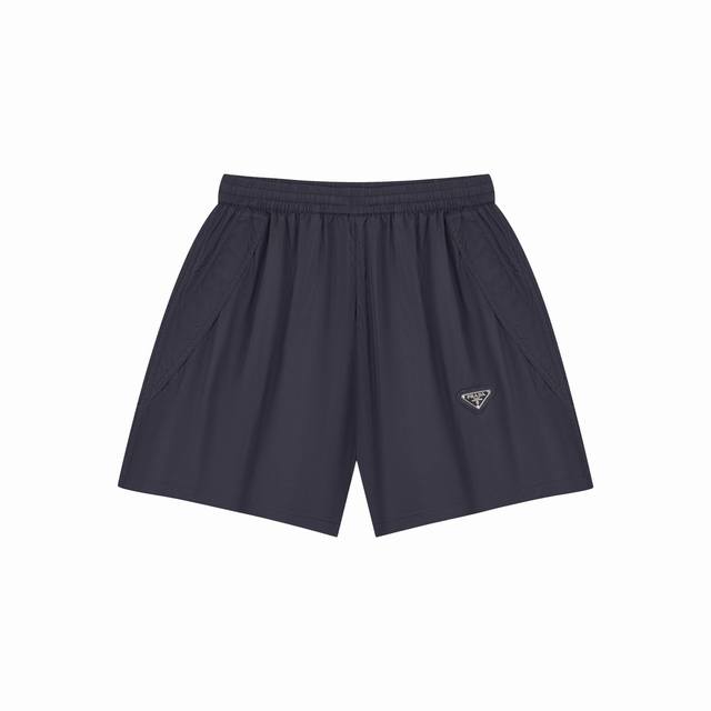 High-quality new arrival. Prada 2025 SS new triangular label couple shorts set.