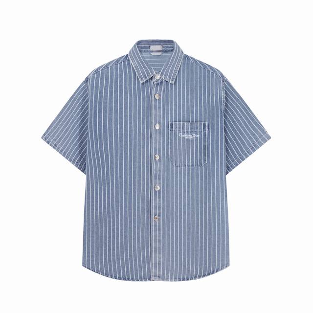 High-quality new arrival: Dio*Bermuda striped denim shirt. Made from blue strip