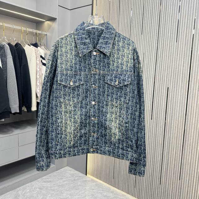 Cd Dior Denim Jacket Washed Blue Unisex Loose Fit This product uses canvas fabri