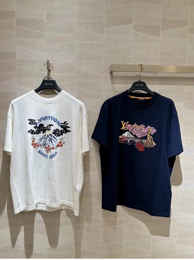 LV25 Early Autumn New Arrival: Mount Fuji Cherry Blossom and Wave Embroidery Kni