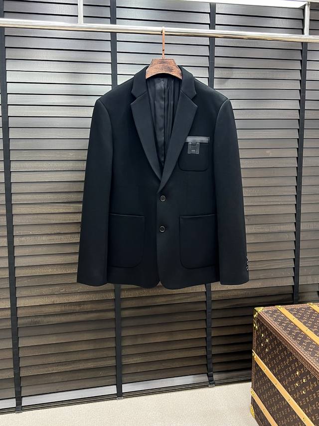 D-49 Hermes 25Fw Autumn New Men's Business Casual Knitted Wool Suit Jacket High-