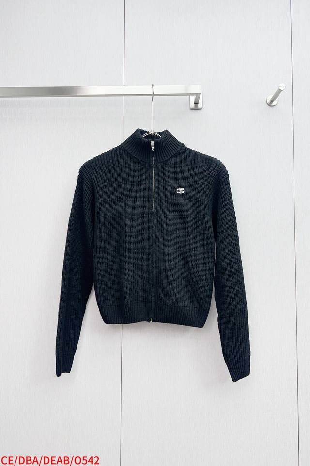 O542 Ce Celine Arc de Triomphe Sweater Cardigan, custom-woven premium wool blend