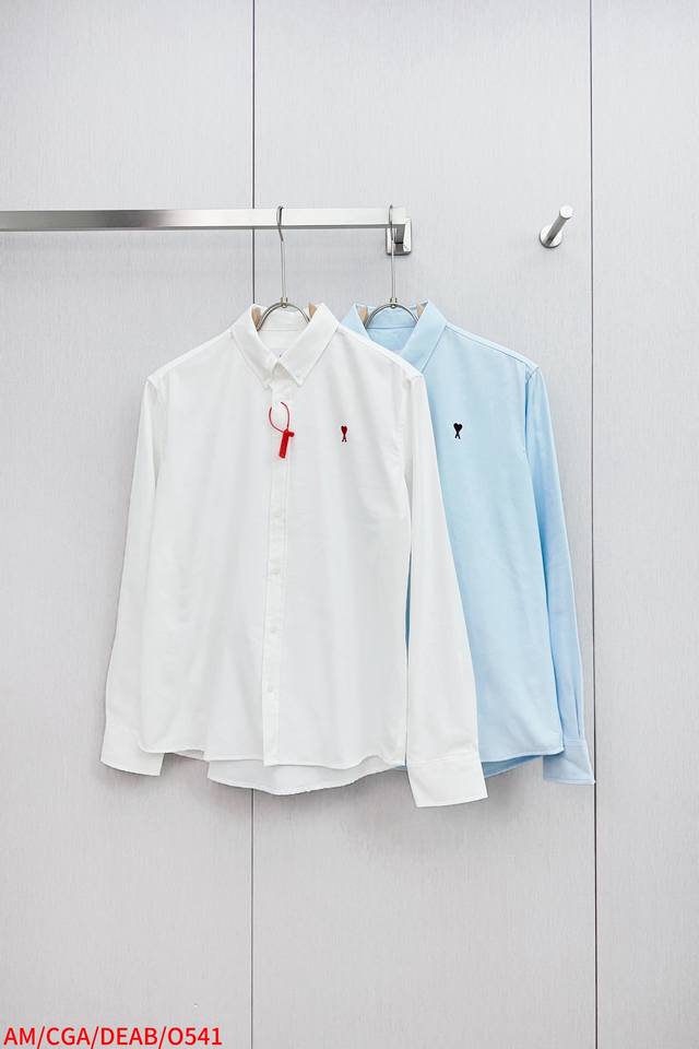 O541 Ami Paris Heart Embroidered Long-Sleeve Shirt, Custom-Made Premium Quality.