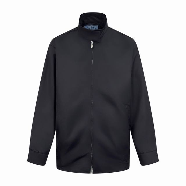 Prada Triangle Logo Jacket. Made of custom nylon twill protective fabric, this