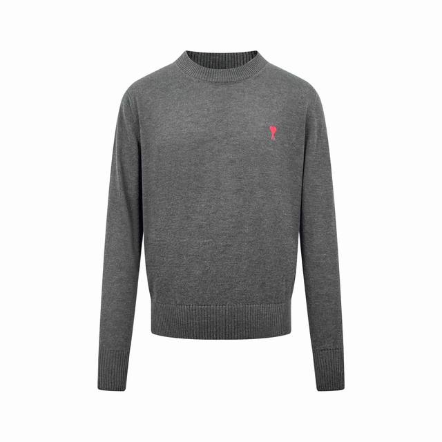 Ami Paris Heart Embroidered Knit Sweater. Made with custom-woven, ultra-fine Mer