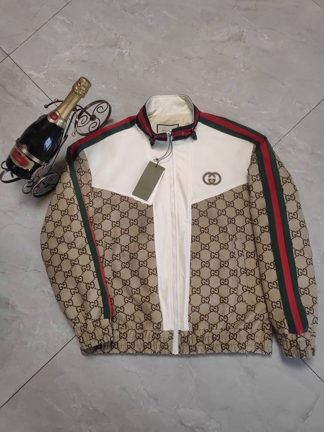 New Arrival: Unisex Gucci 2025 Autumn Newest Patchwork Jacquard Stand Collar Jac