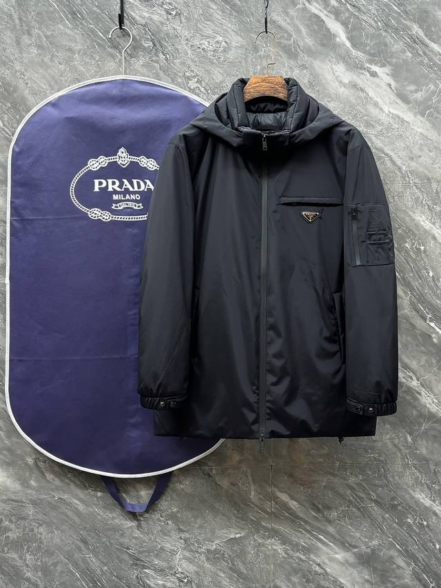 Prada 2025 Autumn/Winter Fashion Hooded Jacket, Mid-Length, Down Jacket ( ). Ma