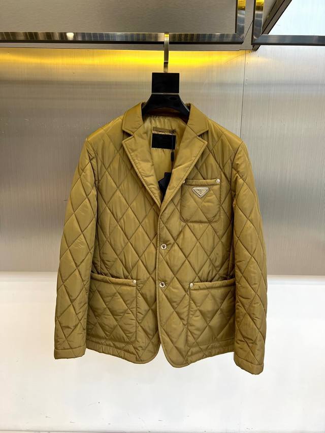 prad, 25S Autumn/Winter New Khaki Diamond Quilted Cotton Jacket | A High-End Lay