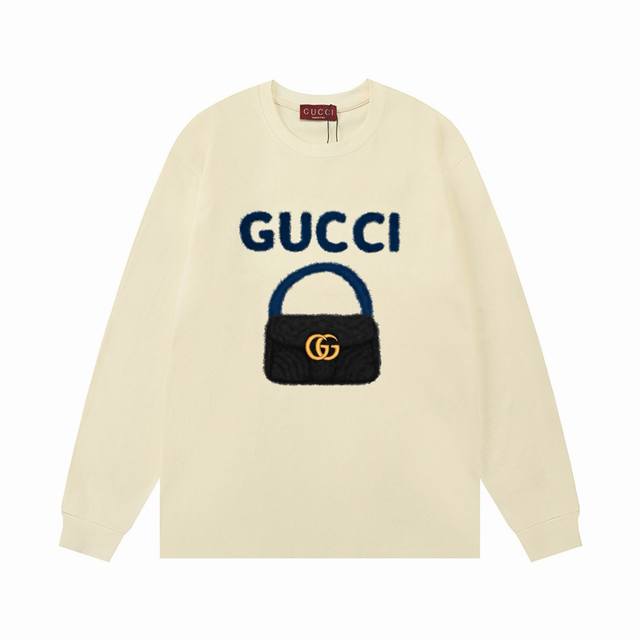 Gucci 2025 New Light Luxury Handbag with Logo Letter, Unisex Long-Sleeve T-Shirt