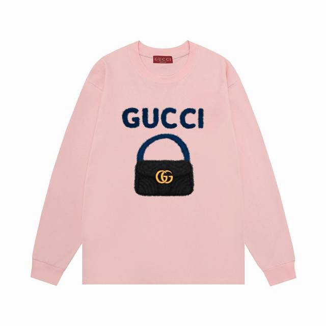 Gucci 2025 New Light Luxury Handbag with Logo Letter, Unisex Long-Sleeve T-Shirt