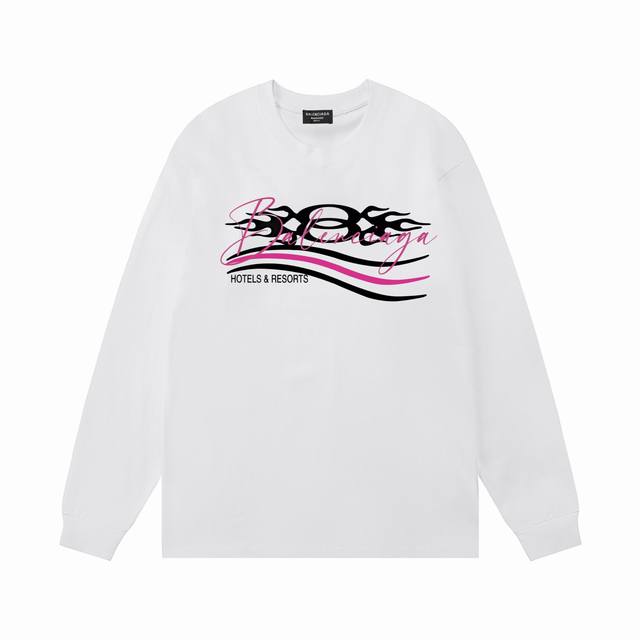 Balenciaga 2025 New Light Luxury Wave Logo Long-Sleeve T-Shirt for Men and Wome