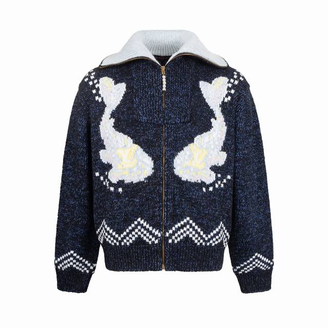 Exclusive Supply: 1V X Nigo Koi Cherry Blossom Zip-Up Cardigan. Developed from t