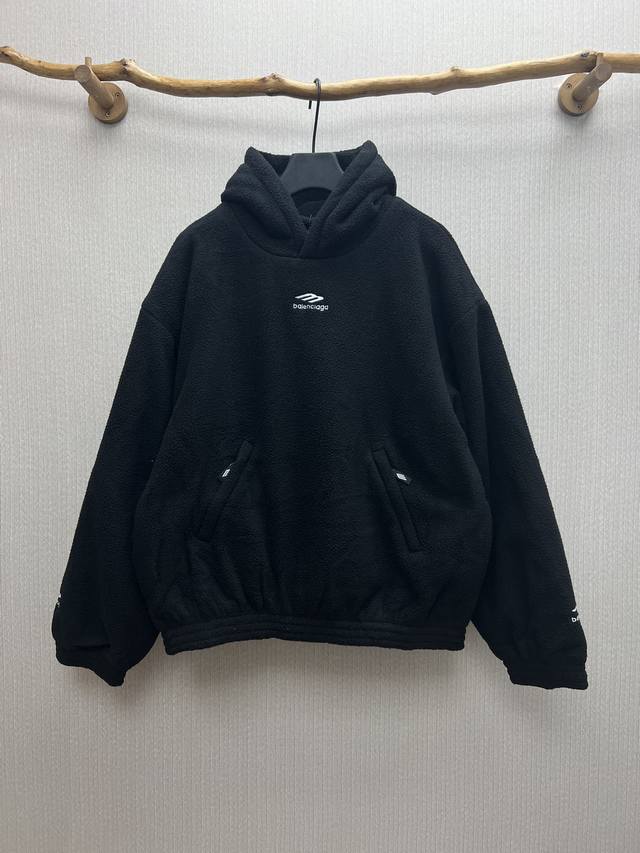 Paris 24Ss Winter New Fleece Hoodie with Logo, Unisex! Sizes: 1, 2, 3.