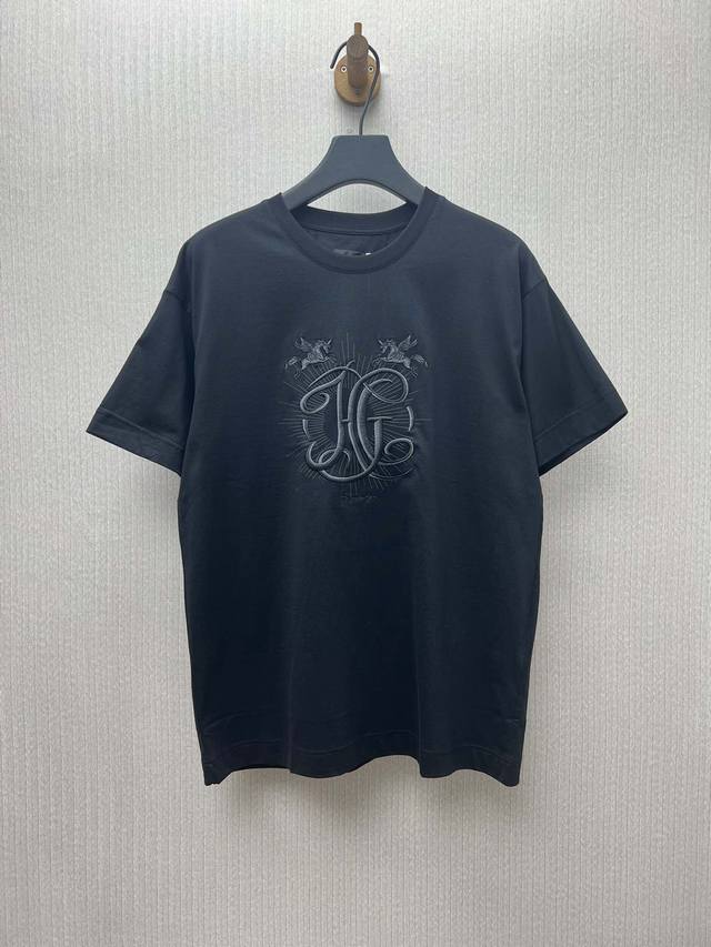 Givenchy 25Ss New Hg Solid Color Embroidered Cotton Crew Neck Short Sleeve T-Sh