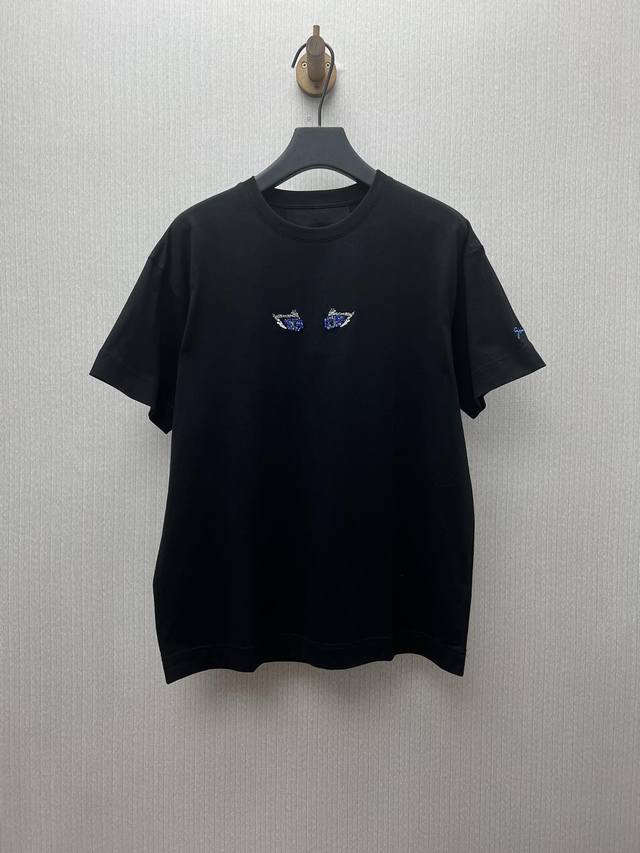 Givenchy 25Ss New Cat-Eye Crystal Embroidered Crew Neck Pullover Short Sleeve T