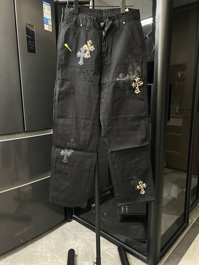 Next Day Chrome Hearts 25Fw Ch Logging Black Leopard Print Leather Workwear Jea