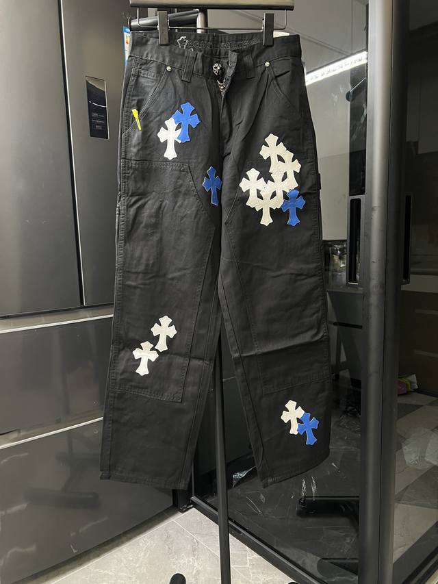 Next Day Chrome Hearts 25Fw Ch Logging Black and Blue/White Leather Workwear Je