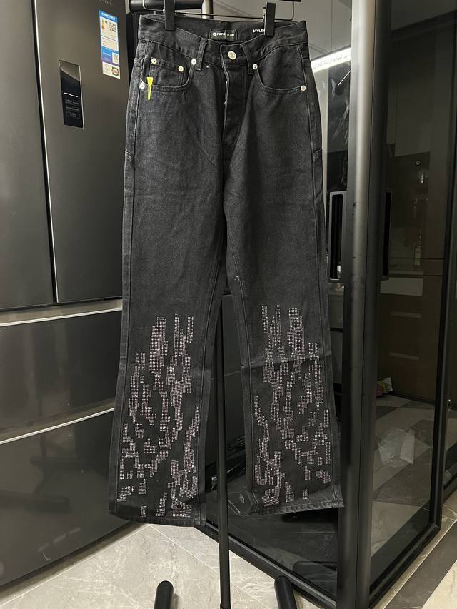 (Next day) Purple Brand 25Fw Rhinestone American Retro Versatile Jeans Black Si