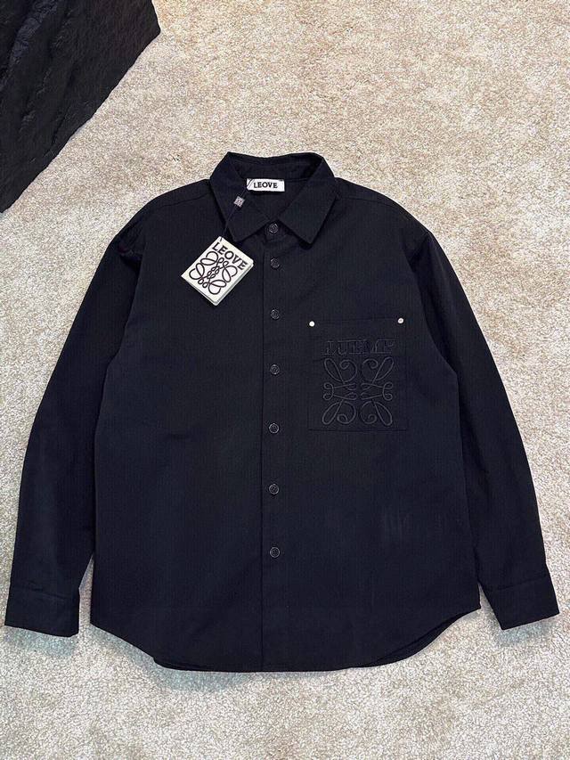 Loewe Autumn/Winter New Style Shirt, Runway Style, Misaligned Logo on Chest, Exc