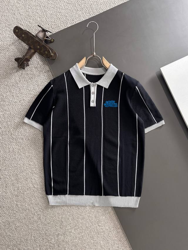 High-quality Lv 2025 Autumn/Winter New Men's Collared Short-Sleeve T-Shirt. Mad