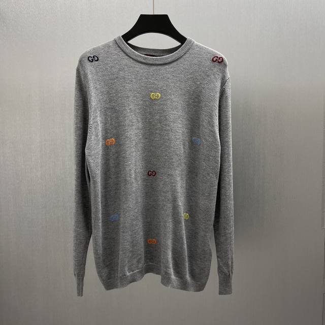 Gu Multicolor Gg Intarsia Wool Sweater Size: S-XL The 2025 Early Autumn Collecti