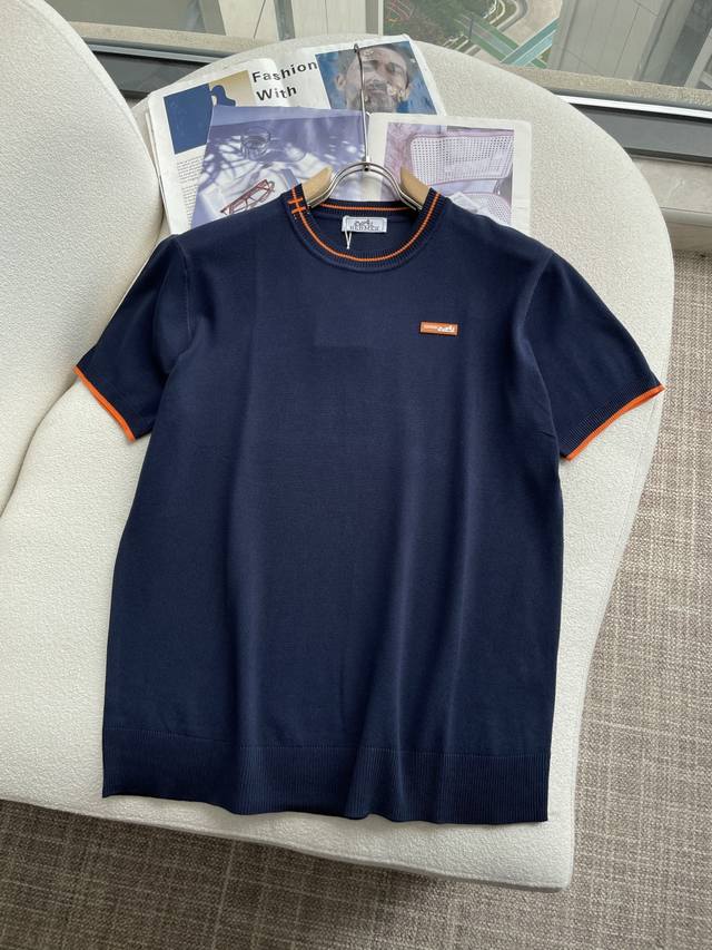 H 2025Ss Summer New Arrival Men's Knitted Crew Neck Short-Sleeve Shirt! Exclusiv