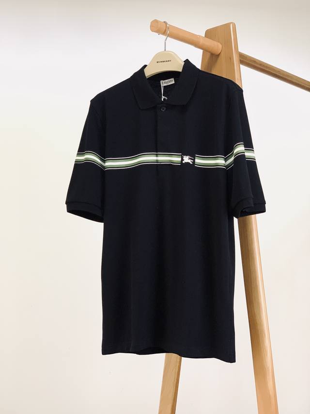 Burberry 2025 Spring/Summer New Arrival: Color-blocked Striped Embroidered Polo