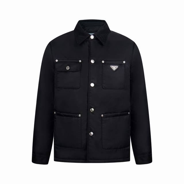 Prada PRD Triangle Label Flap Cotton Jacket . Custom nylon twill protective fa