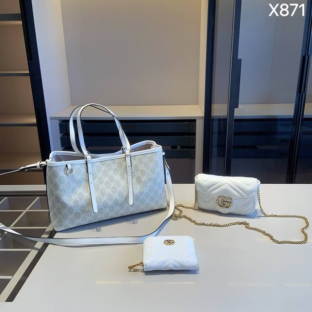 New Arrival Combo! Brand New Series Combo X871: Gucci Tote Bag + Gucci Chain Ba