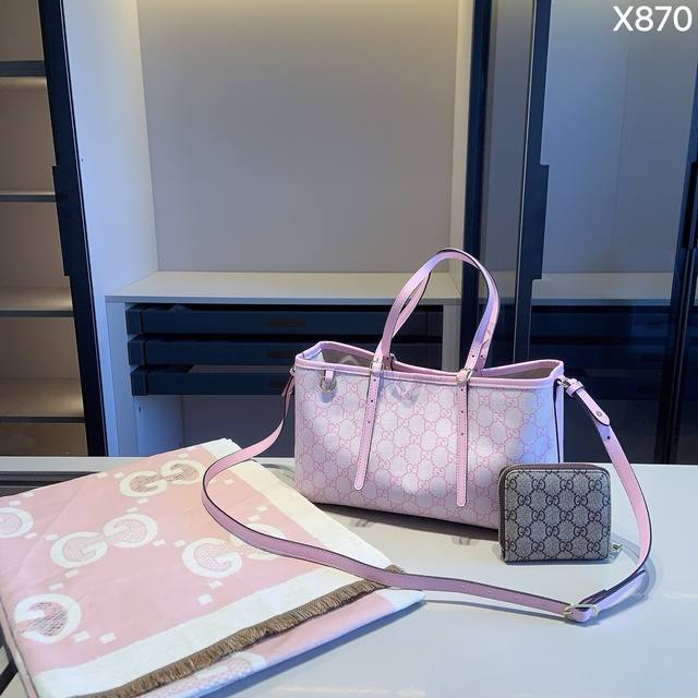 New Arrival Combo! Brand New Series Combo X870 Gucci Tote Bag + G Scarf + G Wal