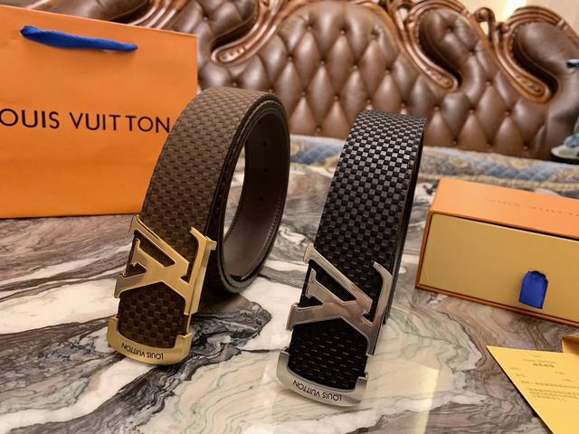 Original, Exclusive, Real Shot, Made in Spain, LV Classic Versatile Leather Belt