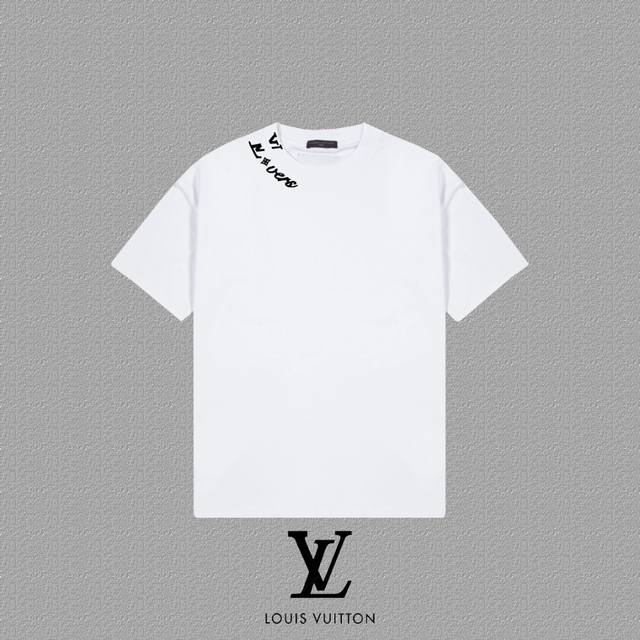 Louis Vuitton 2025Fw Spring/Summer New Lv Letter Thick Short-Sleeve T-Shirt, 300