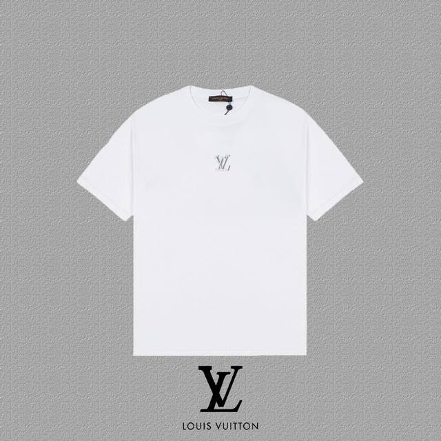 Lv Louis Vuitton] 2025Fw Short-Sleeve T-Shirt with Embroidered Lettering, High-E