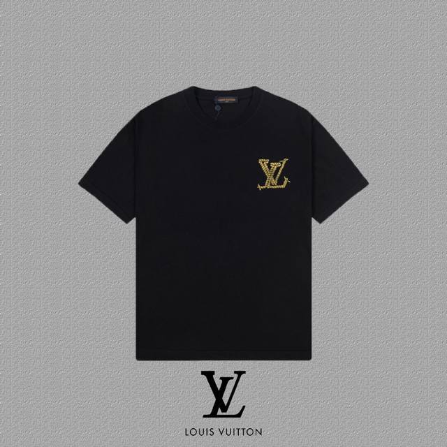 Lv Louis Vuitton] 2025Fw Short-Sleeve T-Shirt with Embroidered Lettering, High-E