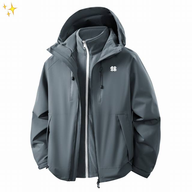 Kolonsport 3-in-1 Workwear Jacket, Couple Style, Windproof, Waterproof, Stain-Re