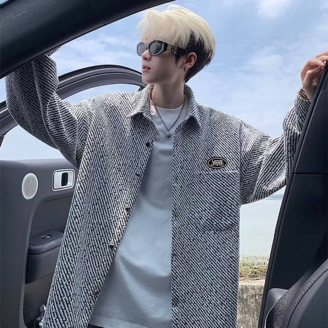 Vans Overseas Limited Edition Solid Color Bf Striped Lapel Long-Sleeve Shirt Jac