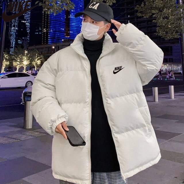 New Nike winter style, unisex fashionable stand-up collar printed versatile bas