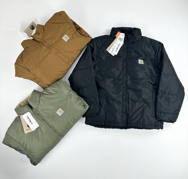 Carhartt Cullen Reversible Jacket, Solid Color, Logo Stand Collar, Zipper, Tag,